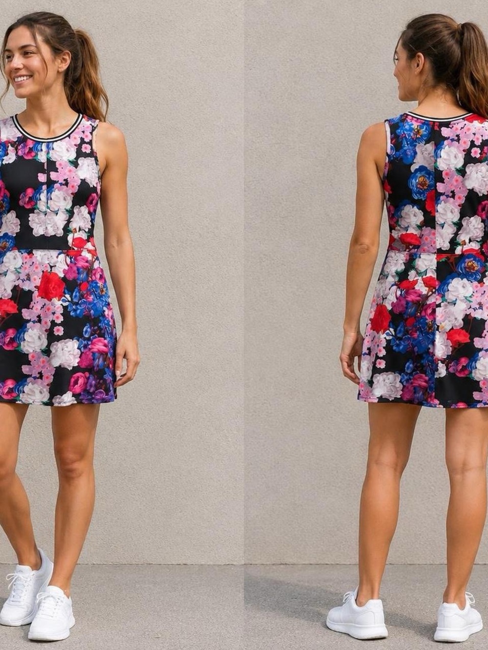 BONGO Black Multi Floral Sleeveless Mini Dress - Picture 1 of 4